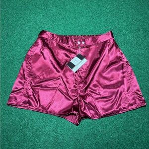 Vintage Christian Dior Monsieur Maroon Red Satin NEW With Tags Lrg Boxer Shorts